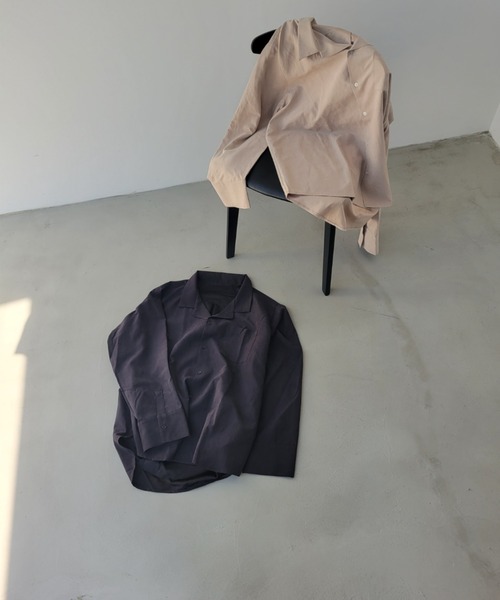 y/m by れぽすけ(イムバイレポスケ)の「2WAYオープンカラーシャツ(シャツ/ブラウス・メンズ・ブラック/ベージュ・MEDIUM/LARGE)」の3枚目の写真