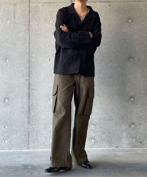 y/m by れぽすけ(イムバイレポスケ)の「2WAYオープンカラーシャツ(シャツ/ブラウス・メンズ・ブラック/ベージュ・MEDIUM/LARGE)」の11枚目の写真