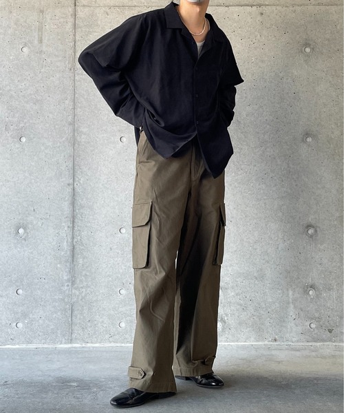 y/m by れぽすけ(イムバイレポスケ)の「2WAYオープンカラーシャツ(シャツ/ブラウス・メンズ・ブラック/ベージュ・MEDIUM/LARGE)」の14枚目の写真