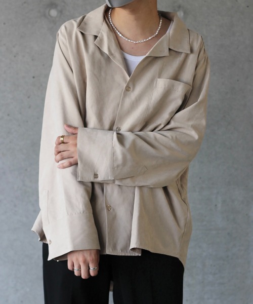 y/m by れぽすけ(イムバイレポスケ)の「2WAYオープンカラーシャツ(シャツ/ブラウス・メンズ・ブラック/ベージュ・MEDIUM/LARGE)」の20枚目の写真