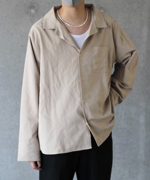 y/m by れぽすけ(イムバイレポスケ)の「2WAYオープンカラーシャツ(シャツ/ブラウス・メンズ・ブラック/ベージュ・MEDIUM/LARGE)」の17枚目の写真