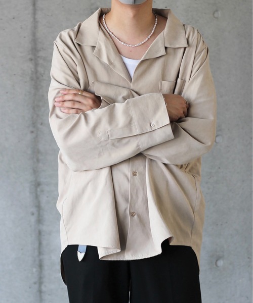 y/m by れぽすけ(イムバイレポスケ)の「2WAYオープンカラーシャツ(シャツ/ブラウス・メンズ・ブラック/ベージュ・MEDIUM/LARGE)」の19枚目の写真