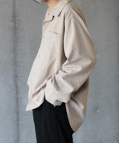 y/m by れぽすけ(イムバイレポスケ)の「2WAYオープンカラーシャツ(シャツ/ブラウス・メンズ・ブラック/ベージュ・MEDIUM/LARGE)」の21枚目の写真