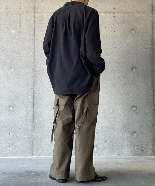 y/m by れぽすけ(イムバイレポスケ)の「2WAYオープンカラーシャツ(シャツ/ブラウス・メンズ・ブラック/ベージュ・MEDIUM/LARGE)」の15枚目の写真