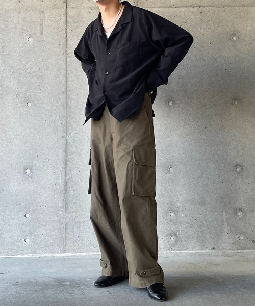 y/m by れぽすけ(イムバイレポスケ)の「2WAYオープンカラーシャツ(シャツ/ブラウス・メンズ・ブラック/ベージュ・MEDIUM/LARGE)」の16枚目の写真