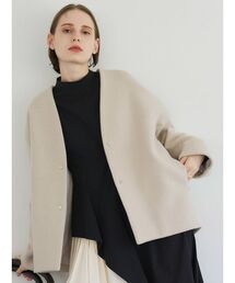 ELENDEEK | フォルムショートウールコート(ノーカラーコート)