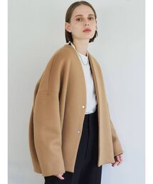 ELENDEEK | フォルムショートウールコート(ノーカラーコート)