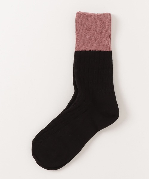 Libra Cue（リブラ キュー）の「パターン編みバイカラーソックス（ソックス/靴下・レディース・グリーン/ブラック/グレー/イエロー・FREE）」の13枚目の写真