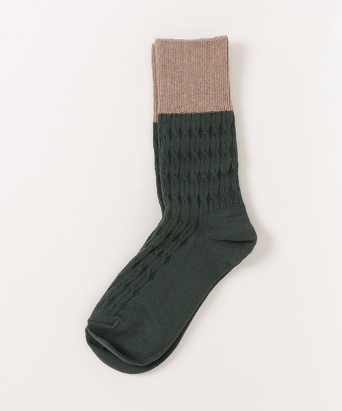 Libra Cue（リブラ キュー）の「パターン編みバイカラーソックス（ソックス/靴下・レディース・グリーン/ブラック/グレー/イエロー・FREE）」の19枚目の写真