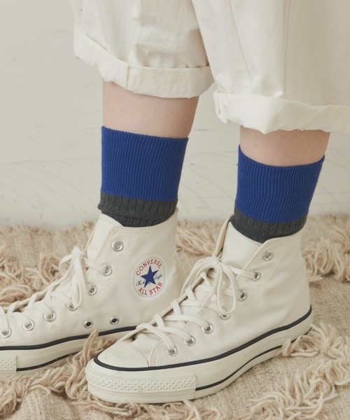 Libra Cue（リブラ キュー）の「パターン編みバイカラーソックス（ソックス/靴下・レディース・グリーン/ブラック/グレー/イエロー・FREE）」の15枚目の写真