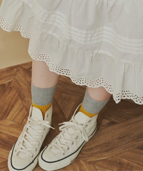 Libra Cue（リブラ キュー）の「パターン編みバイカラーソックス（ソックス/靴下・レディース・グリーン/ブラック/グレー/イエロー・FREE）」の17枚目の写真