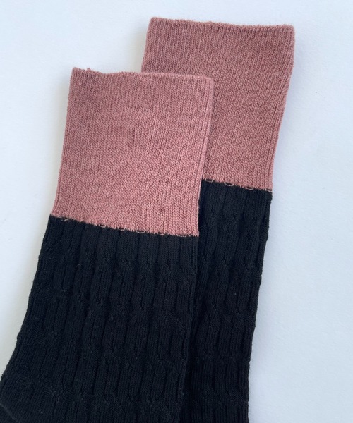 Libra Cue（リブラ キュー）の「パターン編みバイカラーソックス（ソックス/靴下・レディース・グリーン/ブラック/グレー/イエロー・FREE）」の21枚目の写真