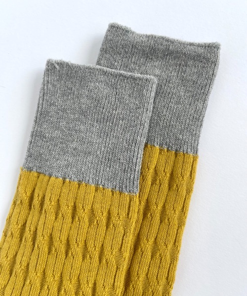 Libra Cue（リブラ キュー）の「パターン編みバイカラーソックス（ソックス/靴下・レディース・グリーン/ブラック/グレー/イエロー・FREE）」の11枚目の写真