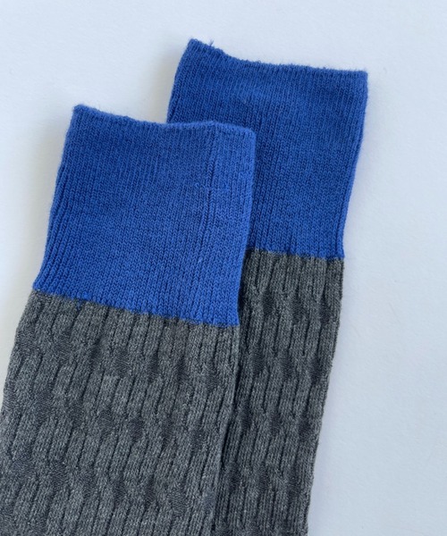 Libra Cue（リブラ キュー）の「パターン編みバイカラーソックス（ソックス/靴下・レディース・グリーン/ブラック/グレー/イエロー・FREE）」の9枚目の写真