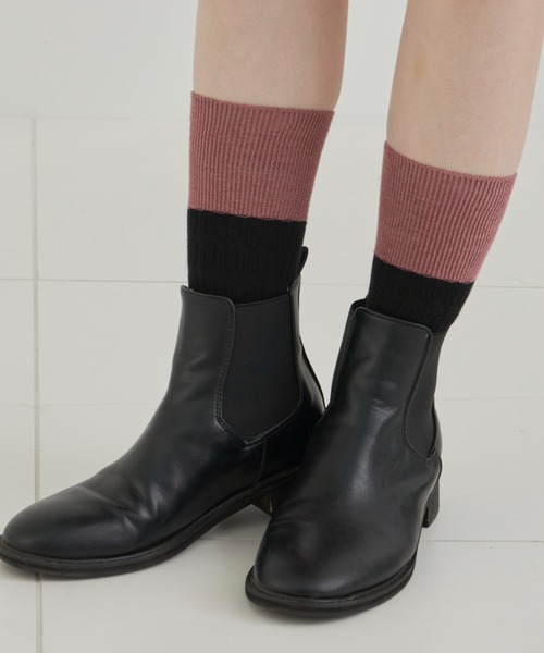 Libra Cue（リブラ キュー）の「パターン編みバイカラーソックス（ソックス/靴下・レディース・グリーン/ブラック/グレー/イエロー・FREE）」の10枚目の写真