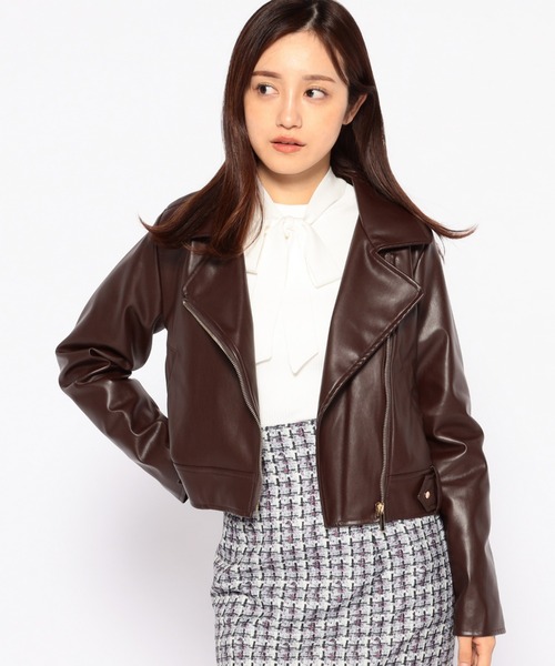 MISCH MASCH(ミッシュマッシュ)の「ライダースジャケット(テーラードジャケット・レディース・ブラック/ブラウン/アイボリー・MEDIUM)」の3枚目の写真