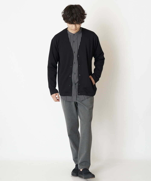 a.v.v(アーヴェヴェ)の「ビエラストライプワイドシルエットバンドカラーシャツ(シャツ/ブラウス・メンズ・チャコールグレー/アイボリー・48/46/50)」の7枚目の写真