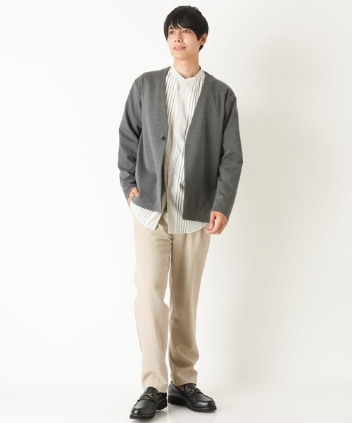 a.v.v(アーヴェヴェ)の「ビエラストライプワイドシルエットバンドカラーシャツ(シャツ/ブラウス・メンズ・チャコールグレー/アイボリー・48/46/50)」の12枚目の写真