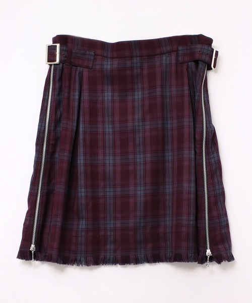 RNA(アールエヌエー)の「G1045 チェックサイドZIPスカート(スカート・レディース・グレー/ベージュ/パープル・MEDIUM)」の3枚目の写真