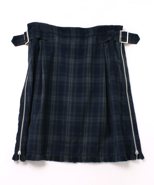 RNA(アールエヌエー)の「G1045 チェックサイドZIPスカート(スカート・レディース・グレー/ベージュ/パープル・MEDIUM)」の2枚目の写真