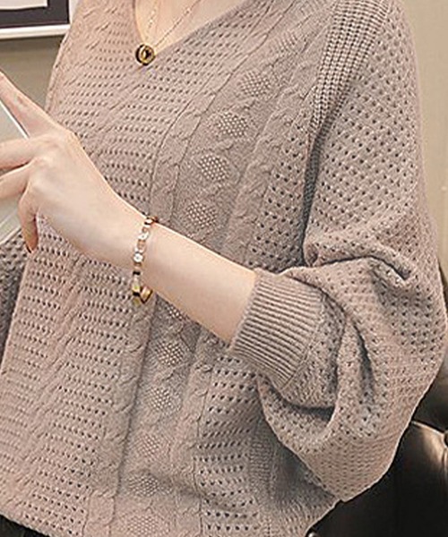 Amulet（アミュレット）の「【人気アイテム】着まわしやすい◎ドルマン風ニット（ニット/セーター・レディース・ホワイト/マスタード/モカ/キャメル/ピンク/ブラック・FREE）」の12枚目の写真