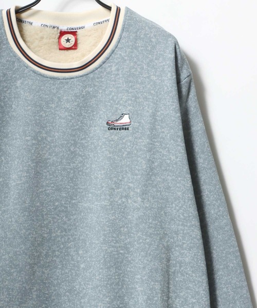 CONVERSE（コンバース）の「CONVERSE/コンバース オーバーサイズ ニットフリース スウェット レディース メンズ トレーナー/ワンポイント刺繍/オールスター/ロゴ/リブライン/裏起毛/裏ボア（スウェット・メンズ・グリーン/ブルー/ホワイト/ベージュ・M/L/LL）」の4枚目の写真