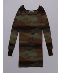 【VEQUM】ABSTRACT JACQUARD KNIT ONEPIECE