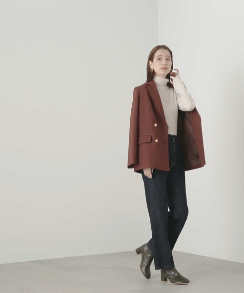 N.（N. Natural Beauty Basic）（エヌエヌナチュラルビューティーベーシック）の「【S Size Line】◆ダブルブレストカルゼストレッチジャケット（テーラードジャケット・レディース・ネイビー/ブラウン・SMALL/MEDIUM）」の19枚目の写真