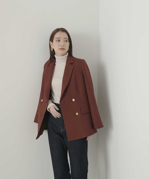 N.（N. Natural Beauty Basic）（エヌエヌナチュラルビューティーベーシック）の「【S Size Line】◆ダブルブレストカルゼストレッチジャケット（テーラードジャケット・レディース・ネイビー/ブラウン・SMALL/MEDIUM）」の20枚目の写真