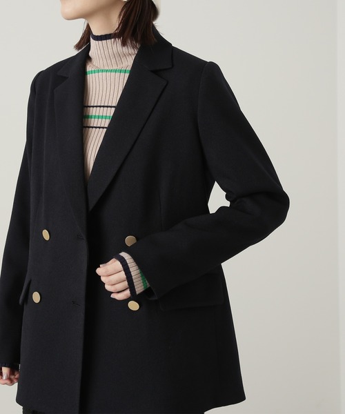 N.（N. Natural Beauty Basic）（エヌエヌナチュラルビューティーベーシック）の「【S Size Line】◆ダブルブレストカルゼストレッチジャケット（テーラードジャケット・レディース・ネイビー/ブラウン・SMALL/MEDIUM）」の4枚目の写真