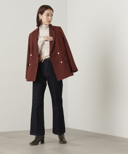 N.（N. Natural Beauty Basic）（エヌエヌナチュラルビューティーベーシック）の「【S Size Line】◆ダブルブレストカルゼストレッチジャケット（テーラードジャケット・レディース・ネイビー/ブラウン・SMALL/MEDIUM）」の8枚目の写真