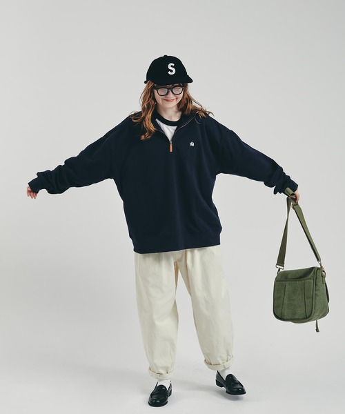 MUHET(ミュエータ)の「裏毛ハーフジップスウェット(スウェット・レディース・パープル/オレンジ/ネイビー/ダークブラウン/カーキ/ライトベージュ・X-LARGE/MEDIUM)」の15枚目の写真