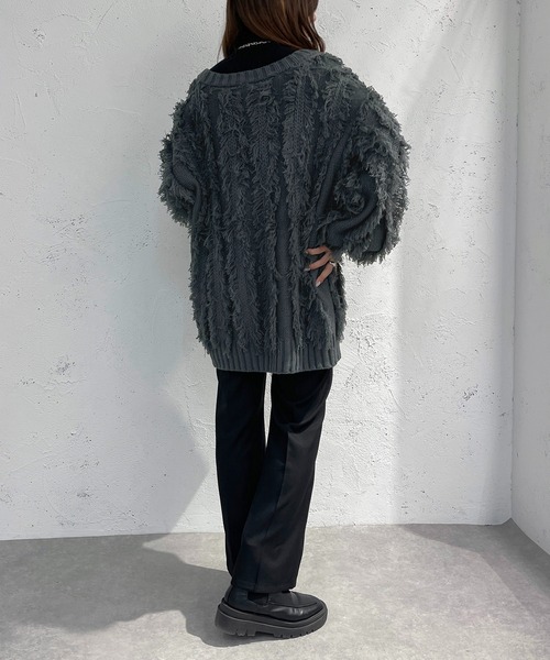 apres jour mignon(アプレジュールミニョン)の「フリンジルーズニットカーディガン【ZOZOTOWN限定アイテム】(カーディガン/ボレロ・レディース・ブラック/ブルー・フリー/X-LARGE)」の15枚目の写真