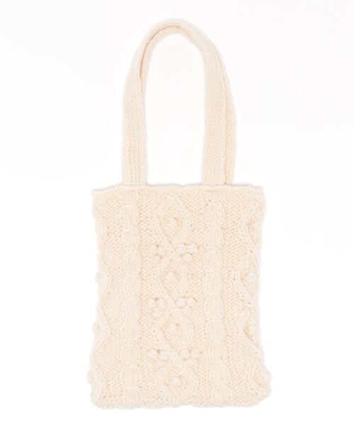 Samansa Mos2（サマンサ モスモス）の「ぽこぽこニットトートバッグ（トートバッグ・レディース・オフホワイト/モカ・ﾌﾘ-）」の2枚目の写真