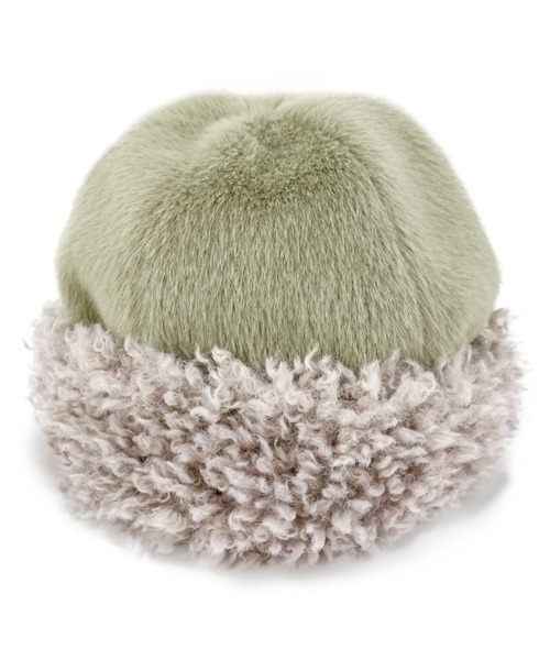 polcadot（ポルカドット）の「2トーンボア トークワッチ（ニットキャップ/ビーニー・レディース・ブラック/グリーン/ホワイト・FREE）」の11枚目の写真