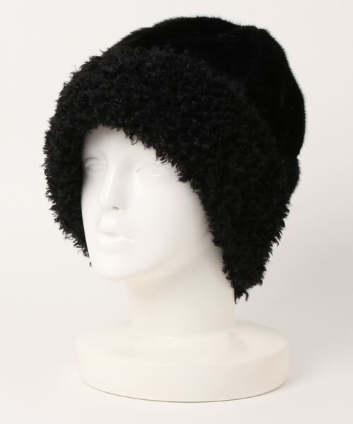 polcadot（ポルカドット）の「2トーンボア トークワッチ（ニットキャップ/ビーニー・レディース・ブラック/グリーン/ホワイト・FREE）」の12枚目の写真