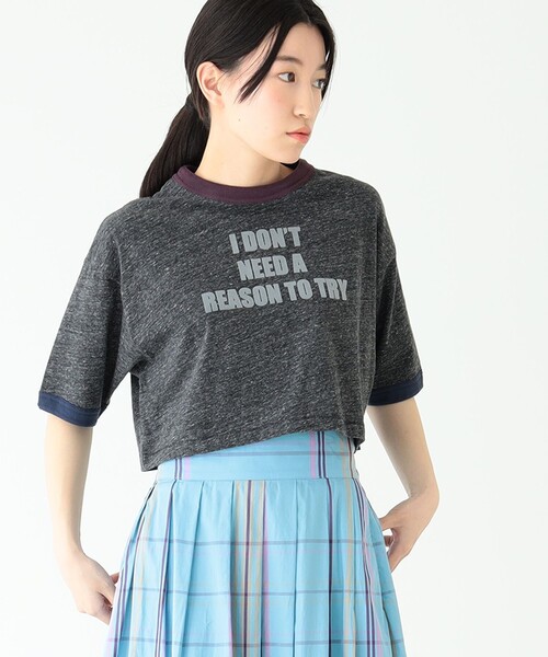 BEAMS BOY（ビームスボーイ）の「BEAMS BOY / プリント リンガー Tシャツ（Tシャツ/カットソー・レディース・チャコールグレー/レッド/グリーン・FREE）」の9枚目の写真