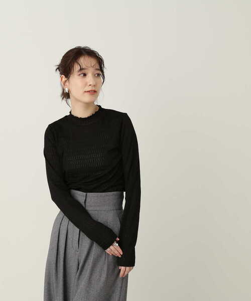 N.（N. Natural Beauty Basic）（エヌエヌナチュラルビューティーベーシック）の「◆ボトルネックシアーインナーカットソー（Tシャツ/カットソー・レディース・オフホワイト/グリーン/ブラック・MEDIUM）」の17枚目の写真
