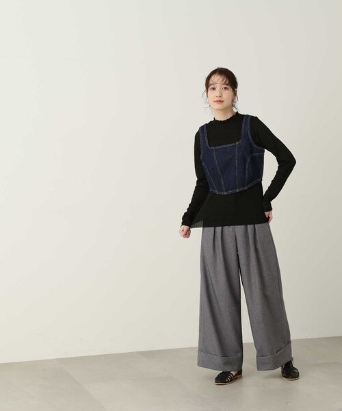 N.（N. Natural Beauty Basic）（エヌエヌナチュラルビューティーベーシック）の「◆ボトルネックシアーインナーカットソー（Tシャツ/カットソー・レディース・オフホワイト/グリーン/ブラック・MEDIUM）」の15枚目の写真