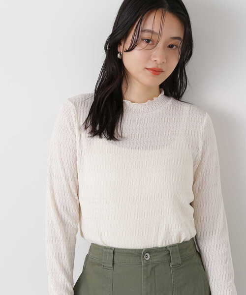 N.（N. Natural Beauty Basic）（エヌエヌナチュラルビューティーベーシック）の「◆ボトルネックシアーインナーカットソー（Tシャツ/カットソー・レディース・オフホワイト/グリーン/ブラック・MEDIUM）」の20枚目の写真