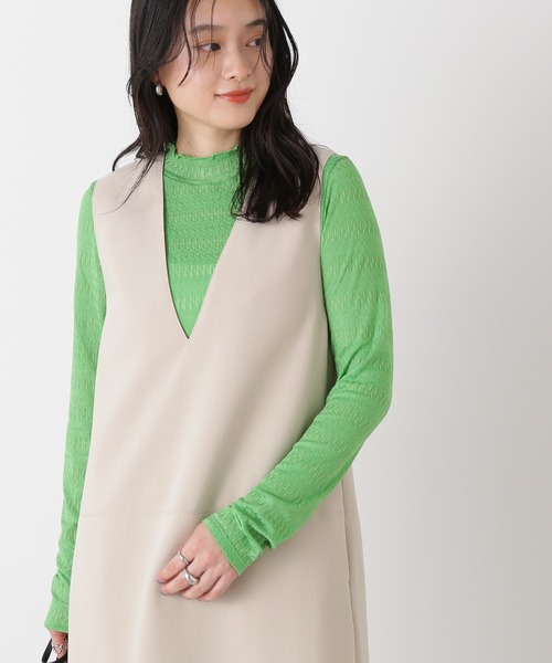 N.（N. Natural Beauty Basic）（エヌエヌナチュラルビューティーベーシック）の「◆ボトルネックシアーインナーカットソー（Tシャツ/カットソー・レディース・オフホワイト/グリーン/ブラック・MEDIUM）」の3枚目の写真