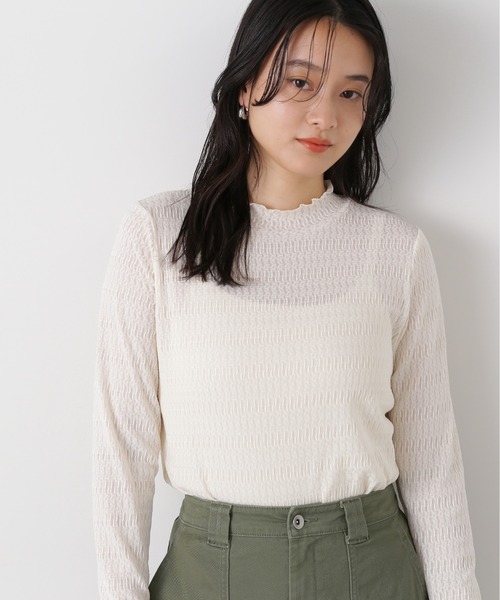N.（N. Natural Beauty Basic）（エヌエヌナチュラルビューティーベーシック）の「◆ボトルネックシアーインナーカットソー（Tシャツ/カットソー・レディース・オフホワイト/グリーン/ブラック・MEDIUM）」の13枚目の写真