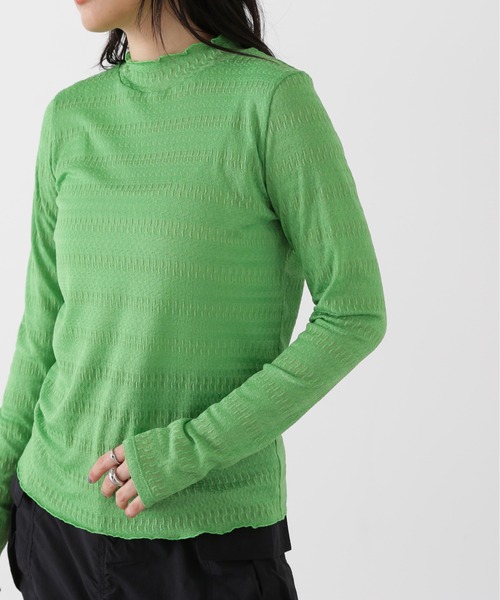 N.（N. Natural Beauty Basic）（エヌエヌナチュラルビューティーベーシック）の「◆ボトルネックシアーインナーカットソー（Tシャツ/カットソー・レディース・オフホワイト/グリーン/ブラック・MEDIUM）」の7枚目の写真