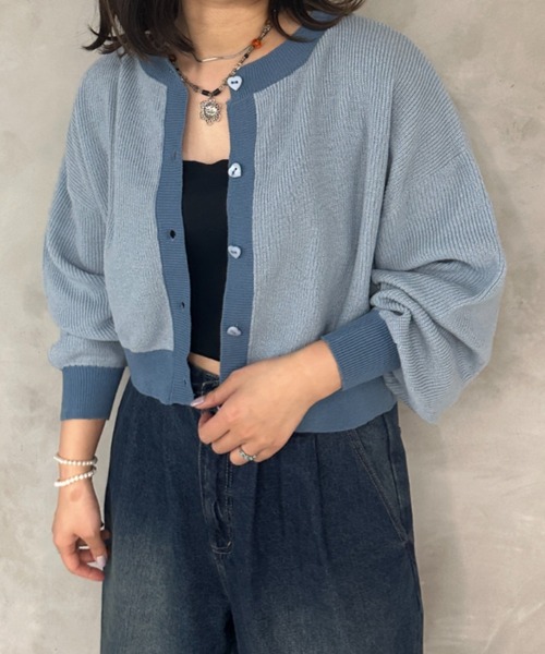 kutir（クティール）の「ハートボタンカーディガン（カーディガン/ボレロ・レディース・ブルー/グリーン・FREE）」の2枚目の写真