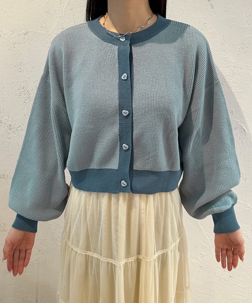 kutir（クティール）の「ハートボタンカーディガン（カーディガン/ボレロ・レディース・ブルー/グリーン・FREE）」の8枚目の写真