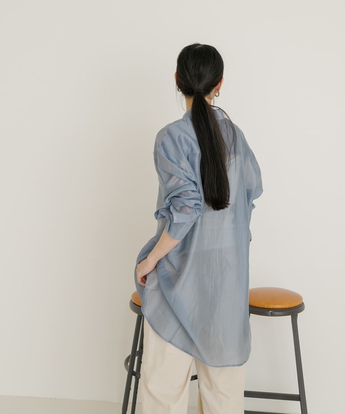 UR Lab.（アーバンリサーチラボ）の「シアーシャツチュニック（シャツ/ブラウス・レディース・ブラック/ブルー/ピンク系その他・FREE）」の10枚目の写真