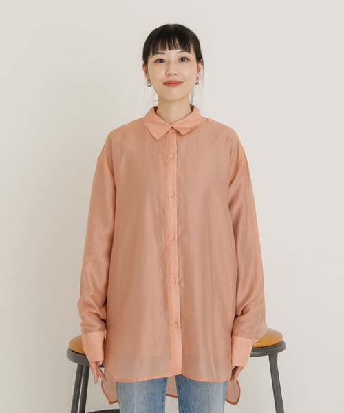 UR Lab.（アーバンリサーチラボ）の「シアーシャツチュニック（シャツ/ブラウス・レディース・ブラック/ブルー/ピンク系その他・FREE）」の6枚目の写真