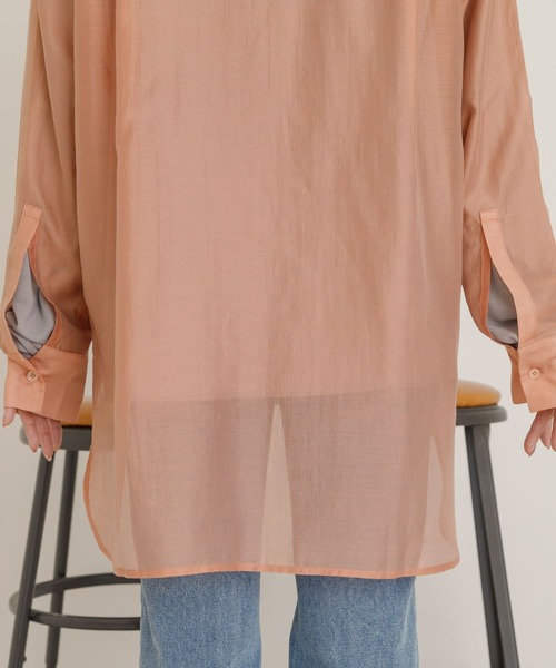 UR Lab.（アーバンリサーチラボ）の「シアーシャツチュニック（シャツ/ブラウス・レディース・ブラック/ブルー/ピンク系その他・FREE）」の7枚目の写真