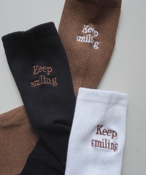 ジグザグ 靴下 ソックス フォトプリント ロゴ 刺繍 socks エンブレム刺繍入り リブ風ソックス（98-83QK01-205