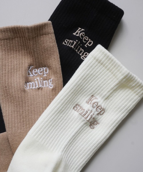 バックロゴ 刺繍 クルーソックス 3足セット / 3Pソックス_